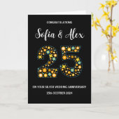 Carte Floral 25e anniversaire mariage salutation (Fleur jaune)
