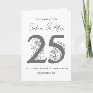 Carte Floral 25e anniversaire mariage salutation