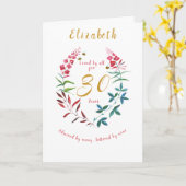 Carte Floral 30e anniversaire Aquarelle Rouge Bleu fleur (Fleur jaune)
