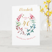 Carte Floral 40e anniversaire Aquarelle Rouge Bleu fleur (Fleur jaune)