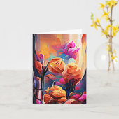 Carte Floral Abstract Art Orange Red Blue Flowers (Fleur jaune)