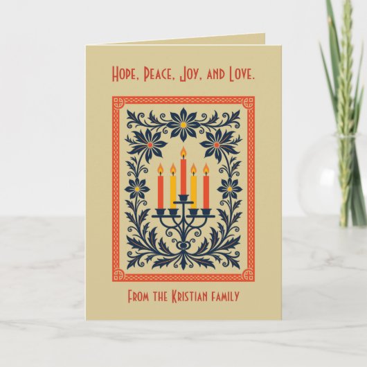Carte Floral Advent Candelabra Stylized Nordic Christmas (Devant)