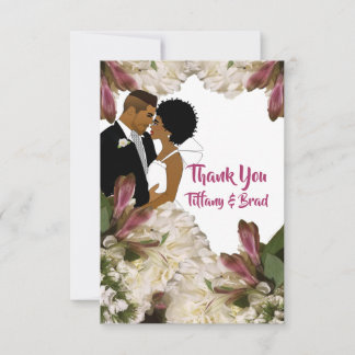 Carte Floral Africain Mariage américain Couple Merci