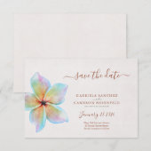 Carte Floral Aquarelle Plumeria Terracotta Mariage (Devant / Derrière)