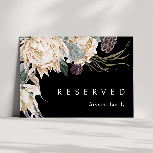 Carte Floral blanc | Panneau réservé noir