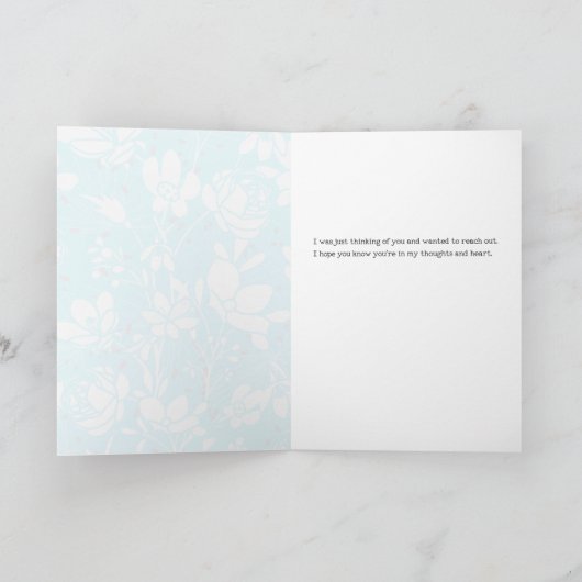 Carte Floral Bleu & Blanc Vous Manquant (Intérieur)