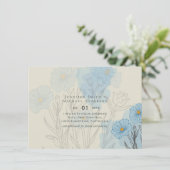 Carte Floral bleu moderne Mariage Abstrait (Debout devant)