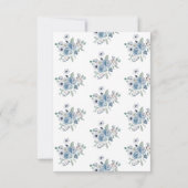 Carte Floral Blue Script Mariage moderne Enregistrer la (Dos)