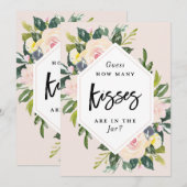Carte Floral Blush Écrit à la Main Devinez les Bisous da (Devant / Derrière)