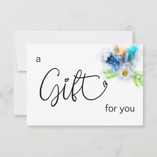 Carte *~* Floral Boho Aquarelle Cristal Plumes de coeur (Devant)