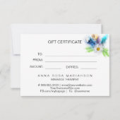 Carte *~* Floral Boho Aquarelle Cristal Plumes de coeur (Dos)