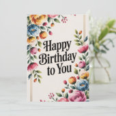Carte Floral Bonne fête d'anniversaire (Debout devant)