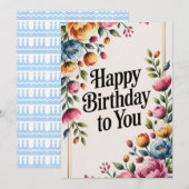 Carte Floral Bonne fête d'anniversaire (Devant / Derrière)