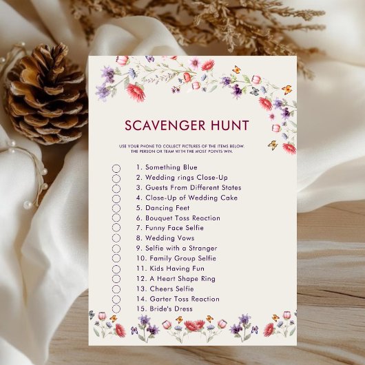 Carte Floral Book Bridal Shower Scavenger Hunt Game