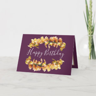 Carte Floral Bouquet Orchidée Fleur Fille pourpre Annive