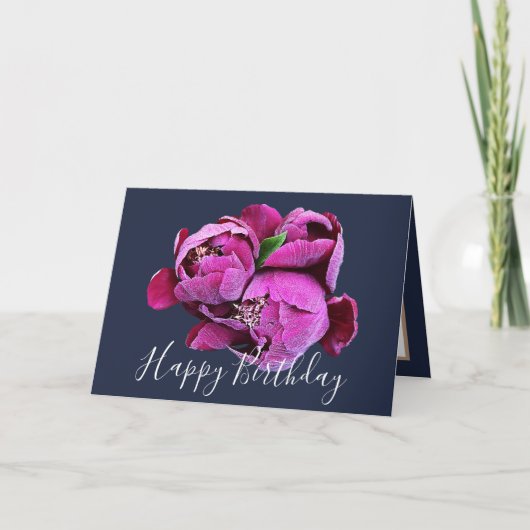 Carte Floral Bouquet Pink Peonies Fleur Fille Anniversai (Devant)