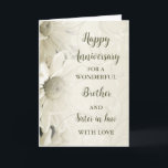 Carte Floral Brother & Soeur en Droit Anniversaire<br><div class="desc">Bonne carte d'anniversaire mariage pour frère et soeur en droit avec de belles fleurs vintages blanches motif et verset sentimental.</div>