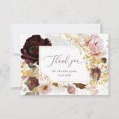 Carte Floral burgundy or mariage de automne merci (Devant)