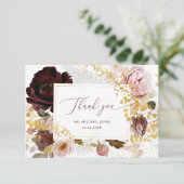 Carte Floral burgundy or mariage de automne merci (Debout devant)