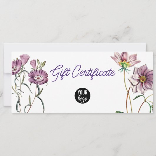 Carte Floral Business Logo QR Code Certificat cadeau (Dos)