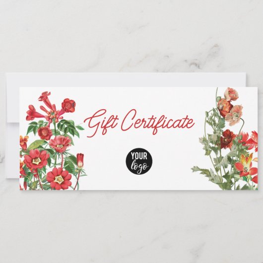 Carte Floral Business Logo QR Code Certificat cadeau (Dos)
