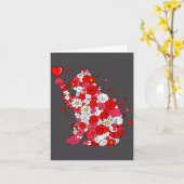 Carte Floral Cat Heart Valentines Day Meow Kitty Kitten  (Fleur jaune)