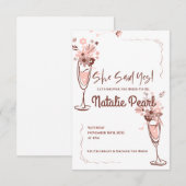 Carte Floral Champagne She Said Yes Bridal Shower Invite (Devant / Derrière)
