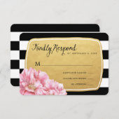 Carte Floral Chic Mariage / Or (Devant / Derrière)