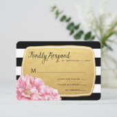 Carte Floral Chic Mariage / Or (Debout devant)