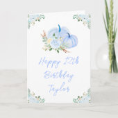Carte Floral Citrouille Bleu Joyeux anniversaire (Devant)