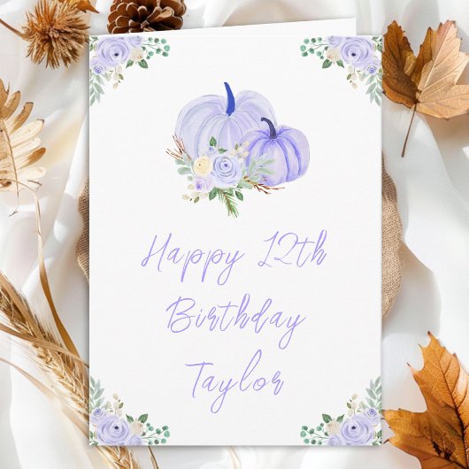 Carte Floral Citrouille violet Joyeux anniversaire