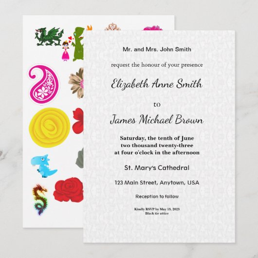 Carte Floral Clipart Dragon Stickers Pack | Cute Art (Devant / Derrière)