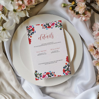 Carte Floral Coloré Mariage mexicain Détails
