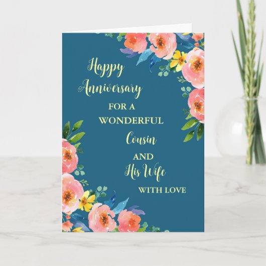Carte Floral Cousin et son anniversaire de femme (Devant)
