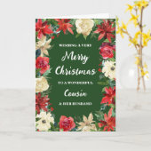 Carte Floral Cousin & son mari Joyeux Noël (Fleur jaune)