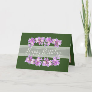 Carte Floral Crocus Flower Bouquet Green Girl Anniversai