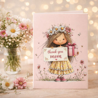 Carte Floral Crown “Thank You Mom” Card 