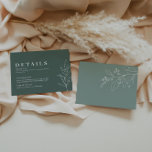 Carte Floral Dark Sage Green Mariage Détails<br><div class="desc">Boho Floral sauge vert Mariage Détails Carte de boîtier caractérisée par un style boho avec des oeuvres florales et des couleurs vert sauge. Imprimés sur un carton de haute qualité,  ils impressionneront vos invités et donneront le ton de votre journée spéciale. Consultez notre collection : https://www.zazzle.com/collections/floral_sage_green_wedding-119898373740526358</div>