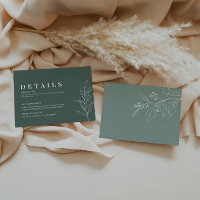 Carte Floral Dark Sage Green Mariage Détails