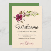 Carte Floral de Marsala de Bourgogne | Bienvenue Mariage (Devant / Derrière)