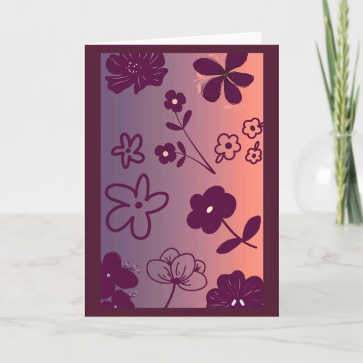 Carte Floral Design print with a touch of pink (Devant)