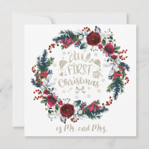 Carte Floral d'hiver Notre 1er Noël en tant que M. et Mm