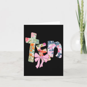 Carte Floral Dix 10 ans Coquette Bow 10e anniversaire