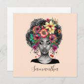 Carte Floral Elegant Afro Femme (Devant / Derrière)
