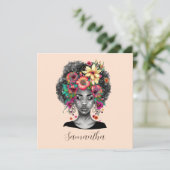 Carte Floral Elegant Afro Femme (Debout devant)