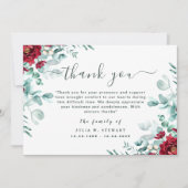 Carte Floral Eucalyptus Funérailles Modernes Merci Note (Devant)