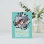 Carte Floral Extraordinaire Anniversaire Turquoise (Debout devant)