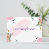 Carte Floral ¡Feliz cumpleaños ! Anniversaire espagnol (Debout devant)