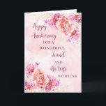 Carte Floral Friend et son anniversaire de femme<br><div class="desc">Bonne carte d'anniversaire mariage pour ami et sa femme avec de belles fleurs vintages aquarelle et verset sentimental.</div>