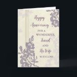 Carte Floral Friend et son anniversaire de femme<br><div class="desc">Bonne carte d'anniversaire mariage pour ami et sa femme avec de belles fleurs violettes vintages,  et vers sentimental.</div>